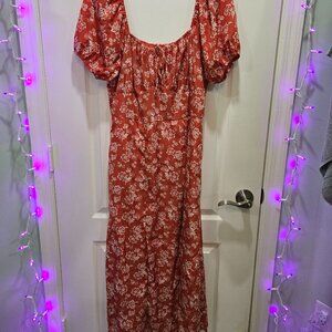 Liberty Love, Long Floral red-orange dress (worn once)